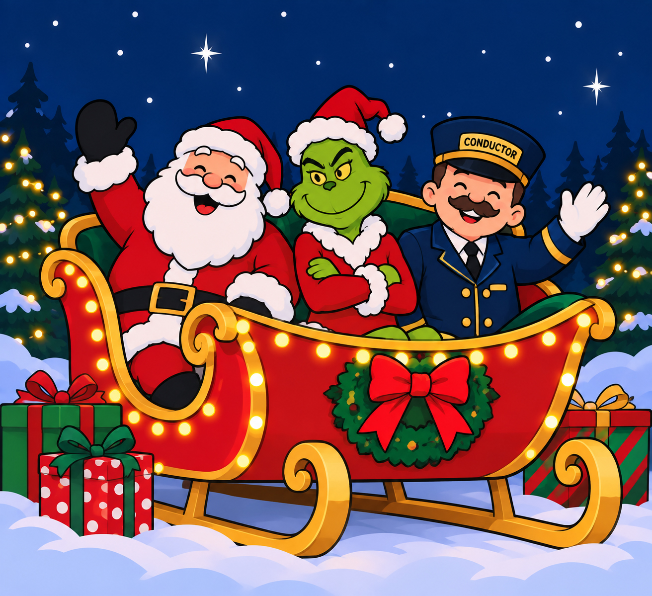 Santa's sleigh, built for climbing in and taking photos